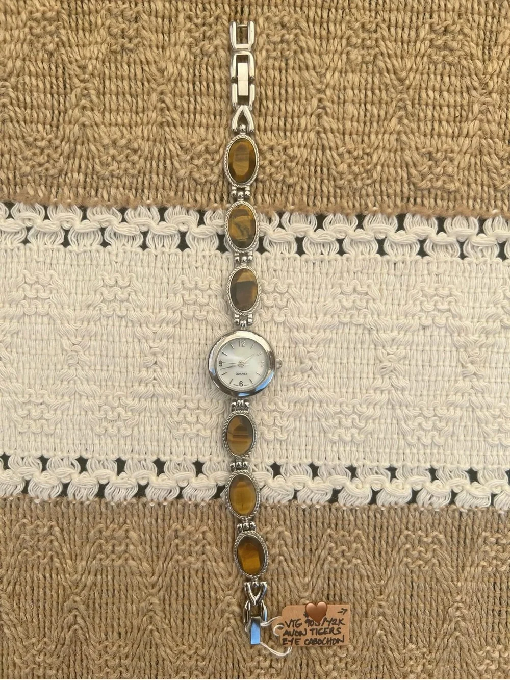 Vintage Avon 90’s/Y2k Tiger’s Eye Stone Link Watch